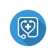 Medical center flat icon. Simple illustration with long shadow for graphic and web design.