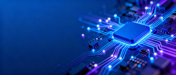    Glowing Circuit Board Close-up   