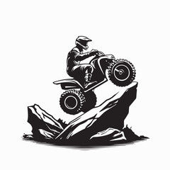 ATV Rider Conquering Big Obstacle Vector Image on white background © Imam