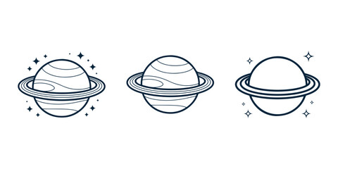 Saturn-Inspired Planet Icon Set: A Collection of Cosmic Designs for Space Exploration Themes © MstPoliAkther