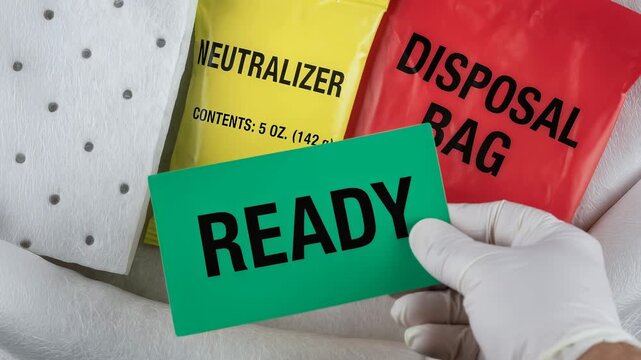 Ready emergency cleanup kit neutralizer disposal bag kit absorbent pad accident prevention safety response equipment for biohazard spill cleanup