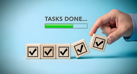 Achieve project success with completed tasks and progress bar