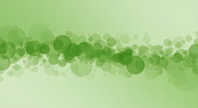 A flowing stream of translucent green circles against a gradient light-green backdrop