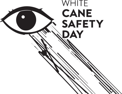 White Cane Safety Day vector illustration with eye and cane symbol promoting awareness and inclusion