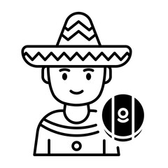 This Mexico Man icon is suitable for Mexico Country, etc.