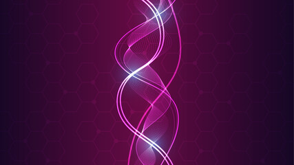 Futuristic Purple Vertical DNA Molecule Geometric Network Minimal Background.