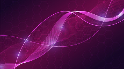 Futuristic Purple Vertical DNA Molecule Geometric Network Minimal Background.