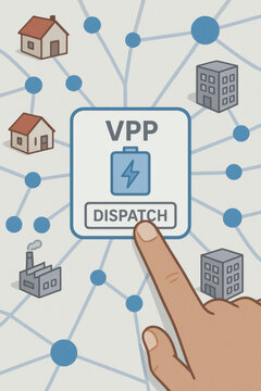 VPP dispatch interface connecting homes building and industrial facilities with energy storage system for coordinated grid flexibility