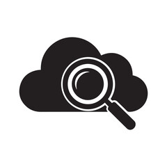 Cloud Search Icon – Magnifying Glass over Cloud Symbol