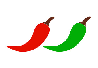 red chili and green chili vector on white background