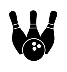 vector Bowling Ball and Pins on white background. bowling icon