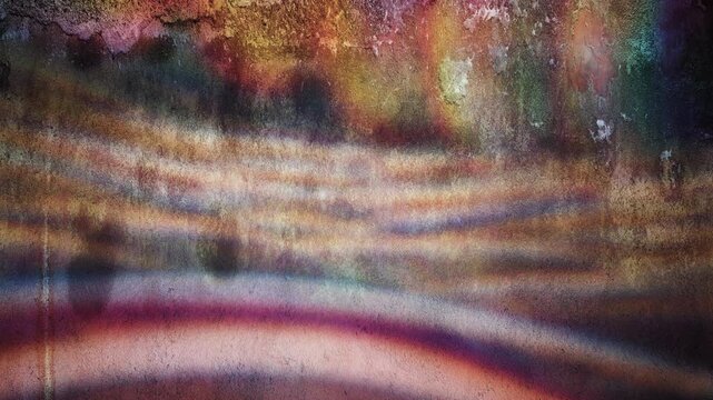 Colorful wavy pattern created by light diffraction on a textured surface, ideal for backgrounds and creative projects