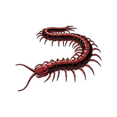 Illustration of a centipede with a white background