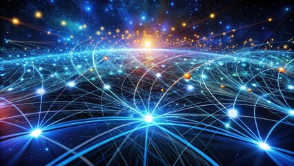 Obraz premium Global Network Connections A Visual Representation of Interconnectedness and Data Flow Across the Planet