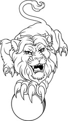 Lion Cricket Ball Animal Sports Team Mascot