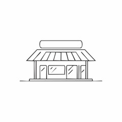 Simple HandDrawn Outline of a Storefront Building.