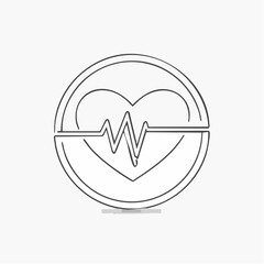 Simple Heartbeat and Heart Symbol in Circle.