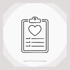 Simple HeartShaped Medical Clipboard Icon Illustration.
