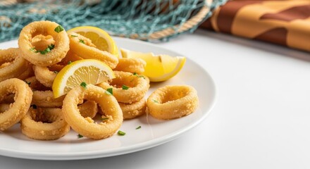 Naklejka premium Rabas Radiance: Crispy Coastal Bites with Gaucho Echoes