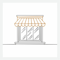 Simple Illustrated Shopfront with Awning and Windows.