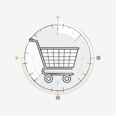 Simple Illustrated Shopping Cart Icon within Compass Design.