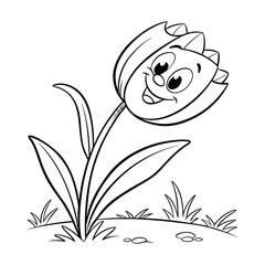 Happy Tulip Blooms in Sketch