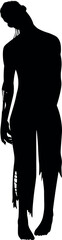 Zombie silhouette. Halloween horror scene vector illustration