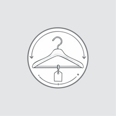 Simple Line Art Clothes Hanger with Price Tag.