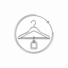 Simple Line Art Clothing Hanger with Price Tag.
