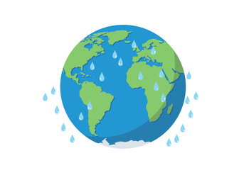 Fototapeta premium Earth with Raindrops: A Global Climate Illustration.