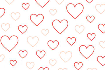 Heart outline seamless pattern on transparent background representing love, romance, and valentine's day
