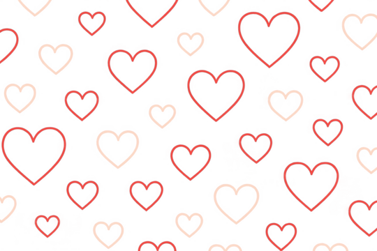 Heart outline seamless pattern on transparent background representing love, romance, and valentine's day