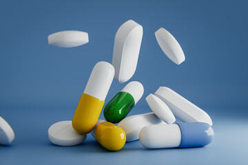Drug Addiction and Overdose Concepts. 3d rendering