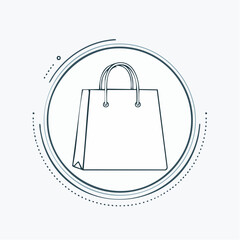 Simple Line Art Shopping Bag Icon Design 1.