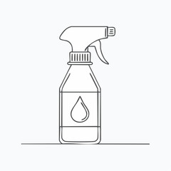 Simple Line Art Spray Bottle with Droplet Symbol.