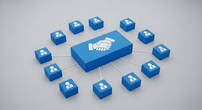 Business network connecting people with handshake agreement icon - Powered by Adobe