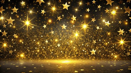 A shimmering expanse of golden stars and sparkling dust creates a magical, celebratory scene, perfect for festive occasions and joyous events.