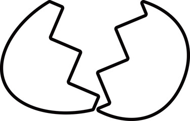 割れた卵の殻のアイコン　モノトーン