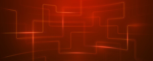 Red glowing curved lines forming an abstract circuit board pattern