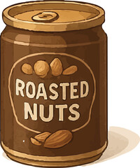 Roasted Mixed Nuts Tin Can Vector Art - Crunchy Snack Packaging