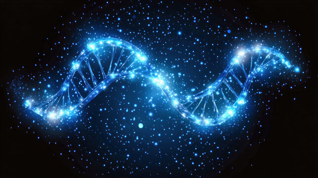 Structural representation of DNA with glowing elements against a dark background showcasing science and technology Generative AI - Powered by Adobe