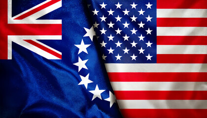 Fototapeta premium アメリカの国旗とクック諸島の国旗(USA Flag & Cook Islands flag.) 