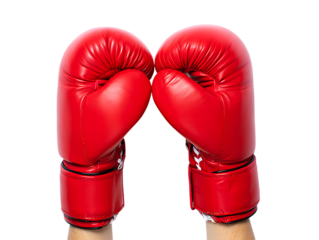 Set of red boxing glove, isolated on png background