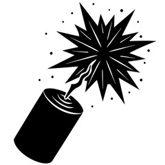 Firecracker Pop Vector – Generative AI Linocut Silhouette Design