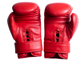 Set of red boxing glove, isolated on png background