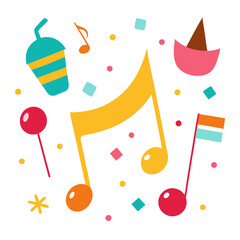 Music Note Party Vector | Generative AI Linocut Silhouette Design