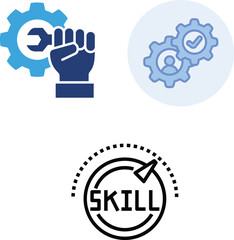 Skills icon set multiple style collection Skills line editable icon set. Containing communication, empathy, assertiveness, personality, problem-solving, creativity, punctuality, work ethics, and more