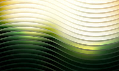 Elegant vibrant abstract background design with wavy or curvy lines in repeating pattern, showcasing blend of colors like green, yellow and orange for creating dynamic visual experience. Background