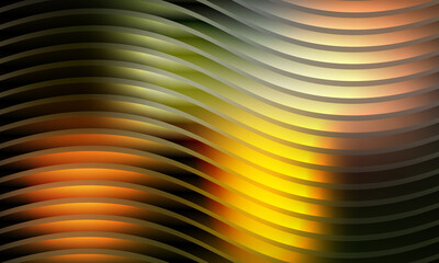 Elegant vibrant abstract background design with wavy or curvy lines in repeating pattern, showcasing blend of colors like green, yellow and orange for creating dynamic visual experience. Background
