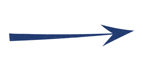 Hand drawn crayon movement blue arrow. Grunge squiggly arrow. Pencil chalk lines sketch. Color brush scribble element. Doodle vector illustration.
